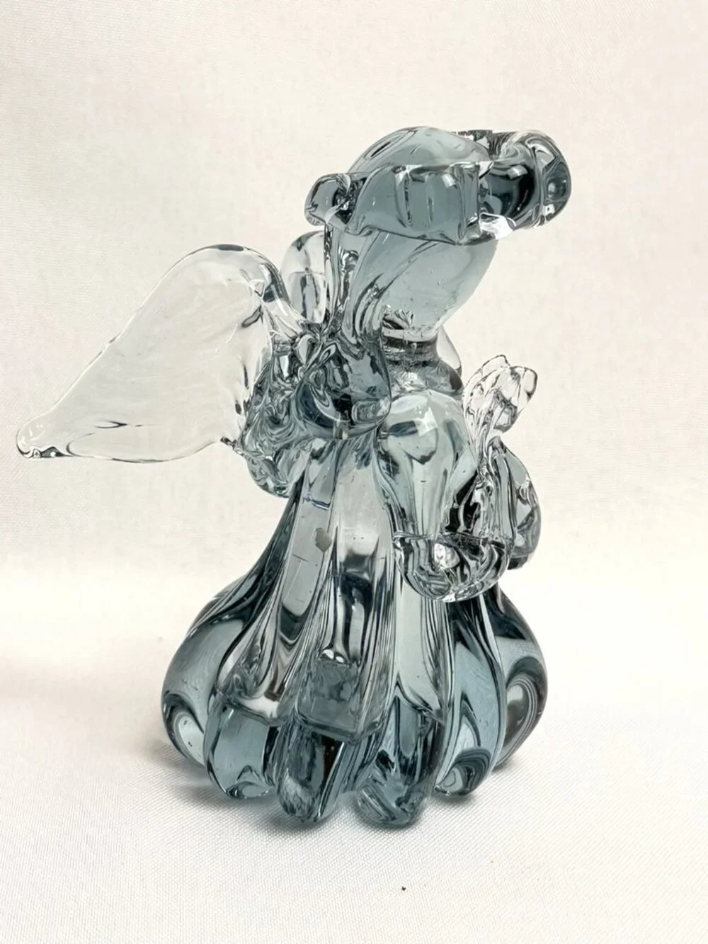Handblown Blue Glass Angel Figurine 4.5